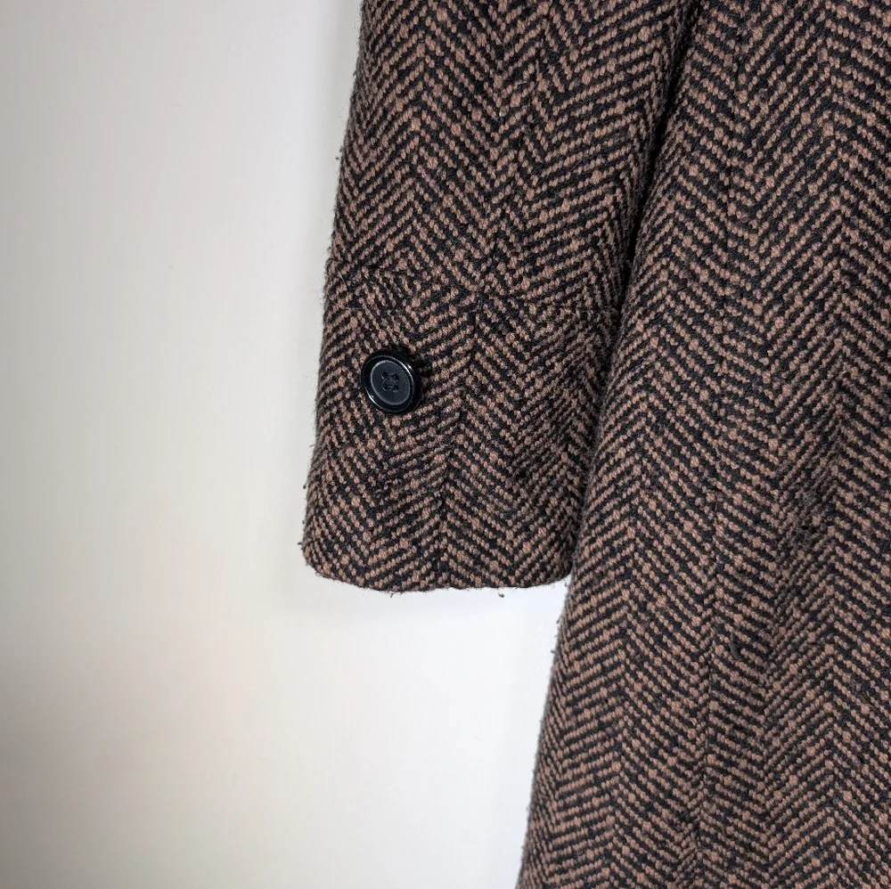 Giacca Brown Tweed Pea Coat S - Picture 8 of 9